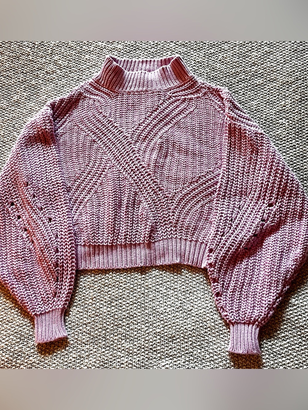 bp Nordstrom 100% Cotton Traveling Stitch Cable Knit Sweater in Pink Rose Size S